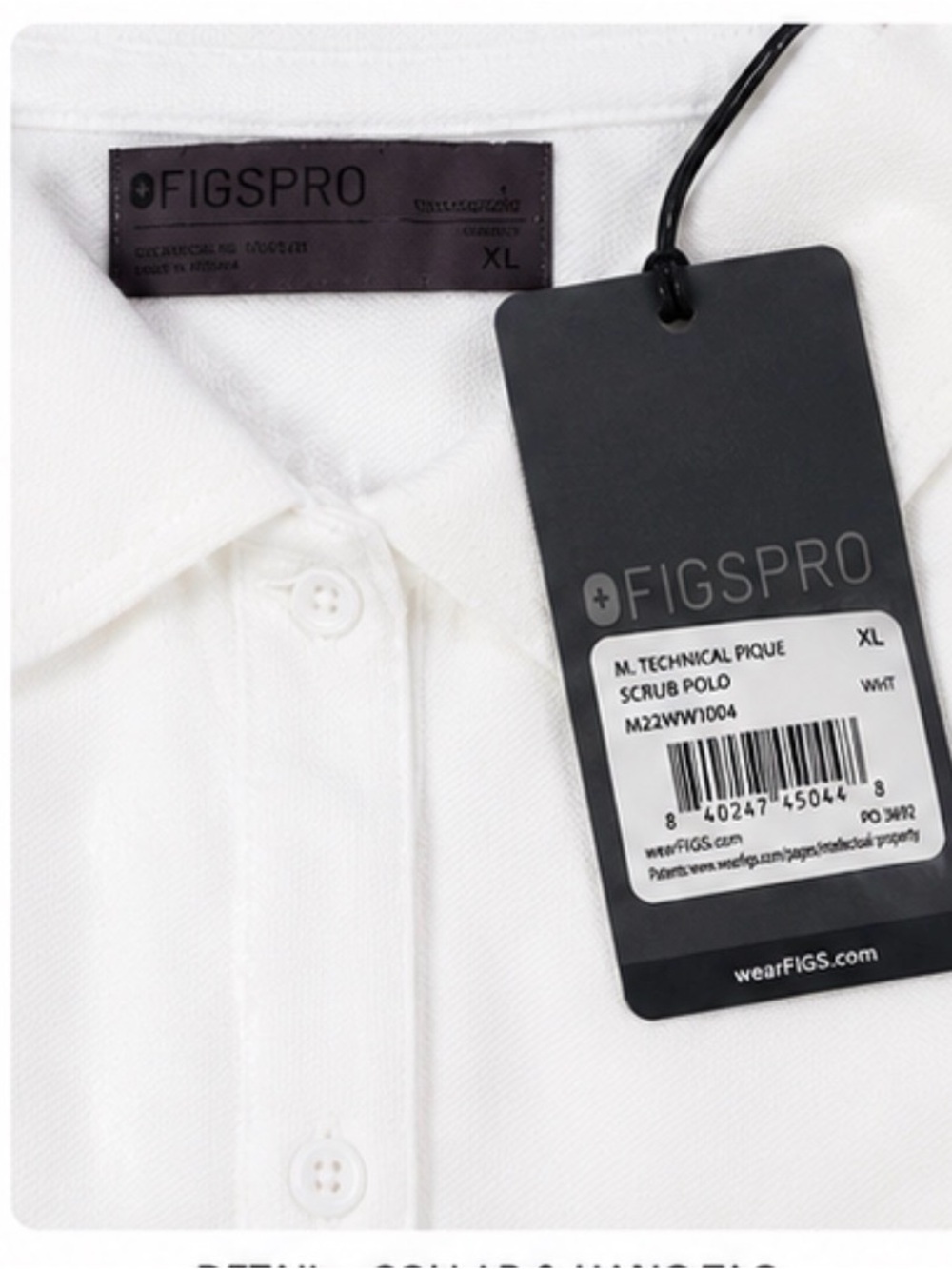 NWT FIGS PRO Men’s Technical Pique Scrub Polo White XL Medical Nurse - Picture 3 of 6